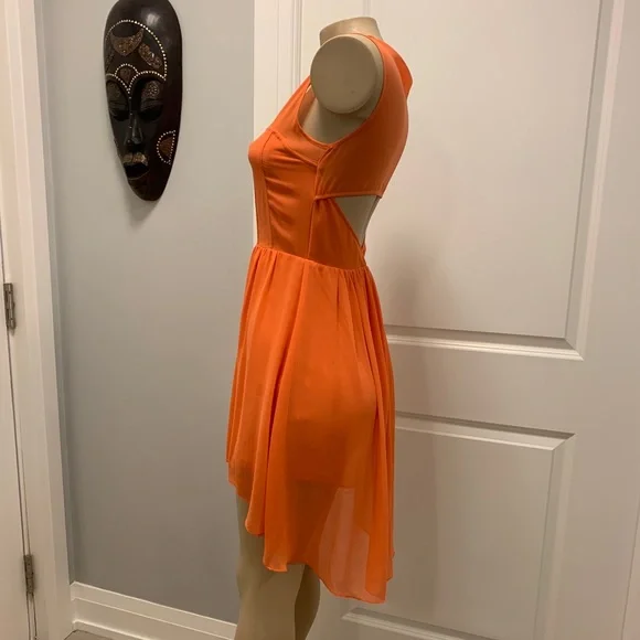 Bebe Orange Coleman High-Low Zipper Front Dress – Excellent Condition - Picture 5 of 12